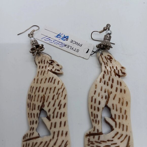 Coyote Howling Pierced Earrings Resign Edna Designs 3 1/2 Inch Southwest Charm - Picture 3 of 4